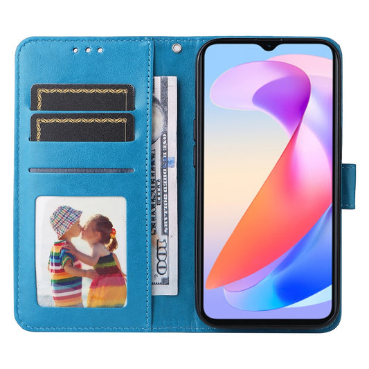Honor X6a 4G Handyhülle – PU-Leder mit Sonnenblumen-Aufdruck, , Brieftasche, Ständer