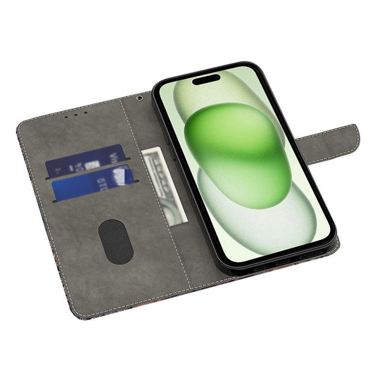 iPhone 15 Wallet-Hülle mit 3D-Muster & Magnetverschluss
