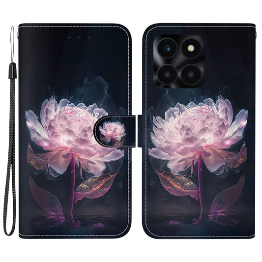 Honor X6a 4G Handyhülle – Brieftaschenabdeckung aus Leder mit Musterdruck