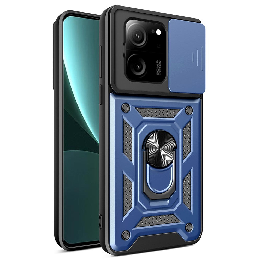 For Xiaomi Redmi K60 Ultra / 13T / 13T Pro Case PC+TPU Kickstand Phone Cover + Slide Lens Protection