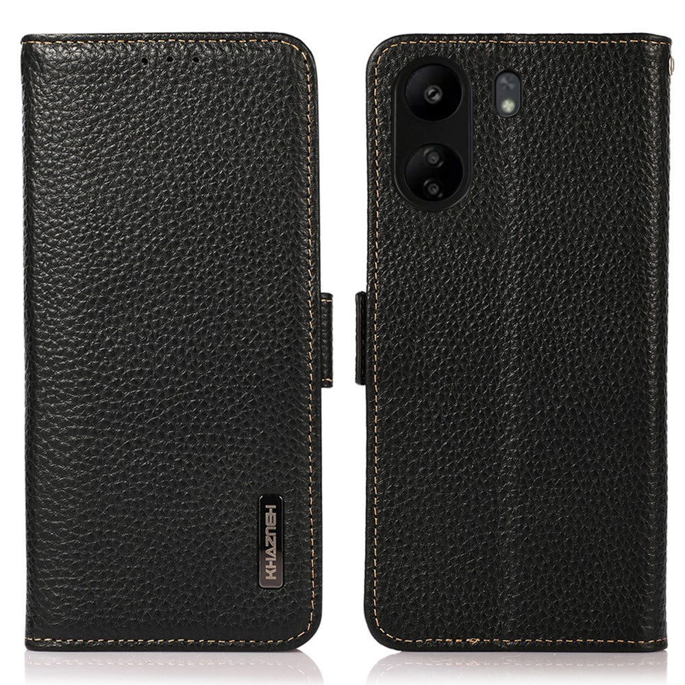 KHAZNEH For Xiaomi Redmi 13C 4G / 13C 5G / Poco C65 4G / Poco M6 5G / 13R 5G Case RFID Blocking Litchi Texture Wallet Cover