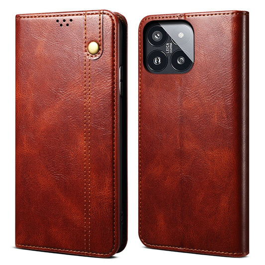 Xiaomi 14 Pro Handyhülle – PU-Leder-Crazy-Horse- mit Standfunktion, Brieftaschen