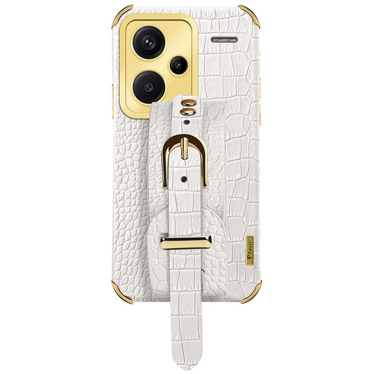 Xiaomi Redmi Note 13 Pro+ 5G Handyhülle – mit Krokodilstruktur, Armband, galvanisierte