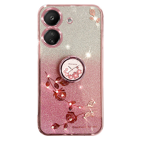 KADEM For Xiaomi Redmi 13C 4G / Poco C65 4G Cover Flower Pattern Kickstand TPU Cell Phone Cases