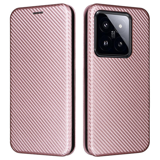 Xiaomi 14 Handyhülle – Ledertasche, Kartenhalter, Kohlefaser-Textur