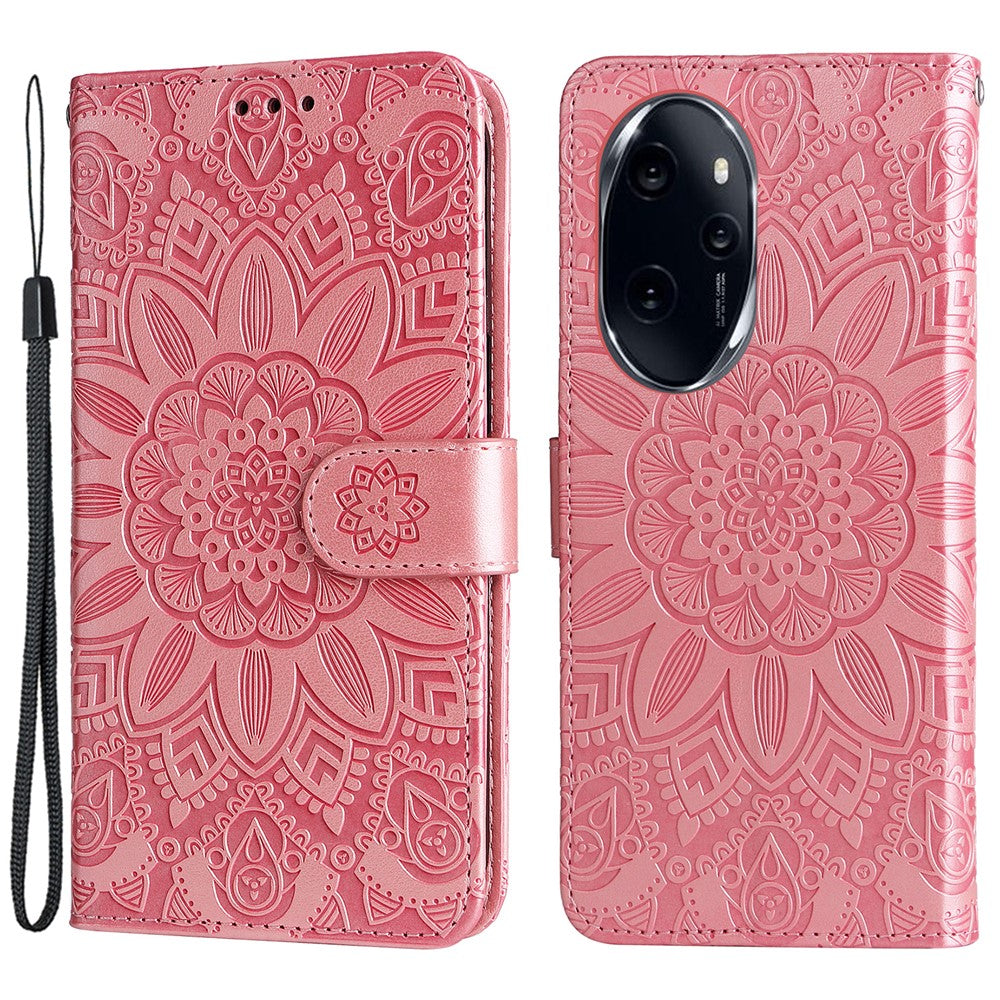 For Honor 100 Pro 5G Sunflower Wallet Case PU Leather Phone Cover