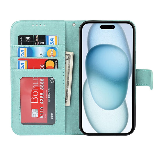 iPhone 15 Wallet-Hülle – Mit Musterdruck, Kartenfächer & Riemen