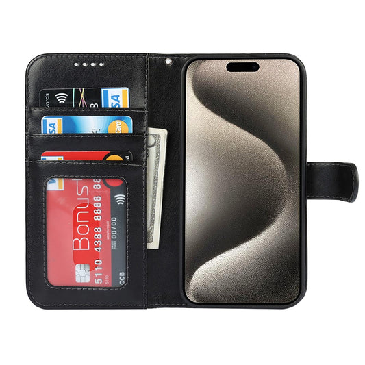 iPhone 15 Pro Wallet-Hülle – Mit Musterdruck, Kartenfächer & Riemen