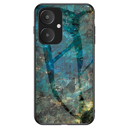 For Xiaomi Redmi 13C 5G / 13R 5G / Poco M6 5G Marble Pattern Case Tempered Glass+PC+TPU Cover