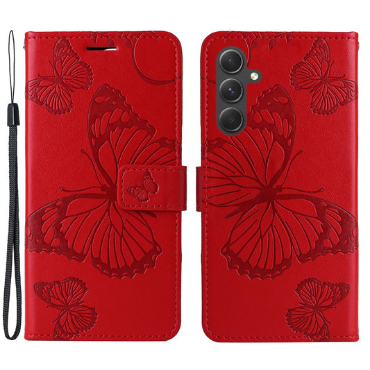 Galaxy A55 5G Wallet-Hülle – Schmetterling Aufgedruckt & Mit Ständer und Riemen
