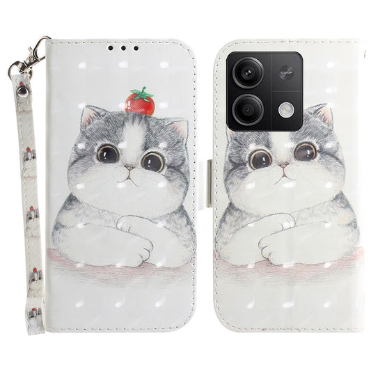 Xiaomi Redmi Note 13 5G / Xiaomi Redmi Note 13 5G (China) Handyhülle – Note 13 5G (China) 3D-Musterdruck Lederhülle mit Riemen