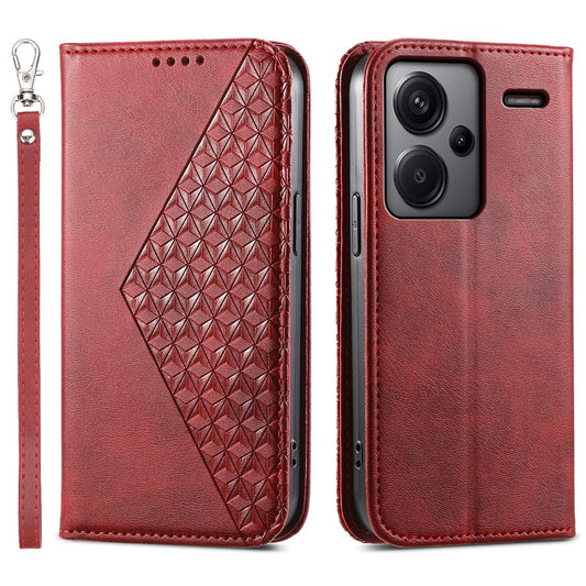 Xiaomi Redmi Note 13 Pro+ 5G Handyhülle – Ledertasche mit Klappdeckel, Rautenmuster
