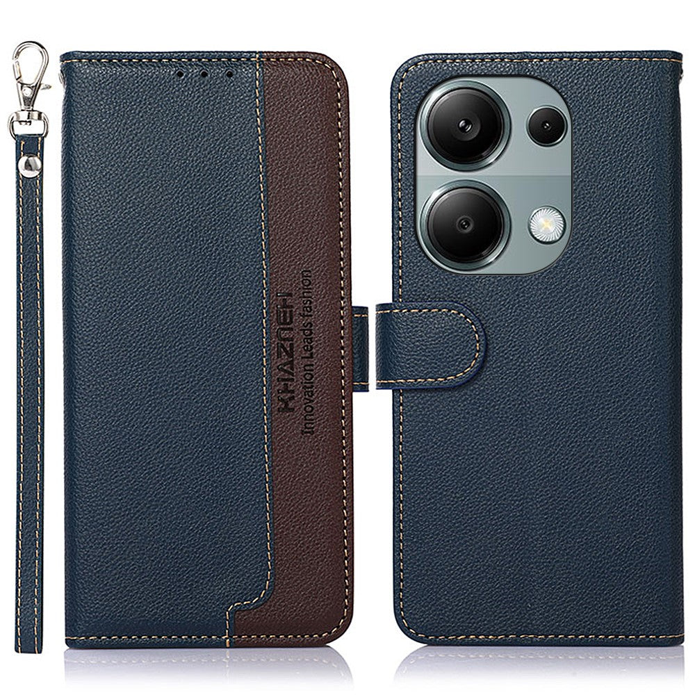 KHAZNEH For Xiaomi Redmi Note 13 Pro 4G / Poco M6 Pro 4G Case RFID Blocking Stand Cover with Litchi Texture