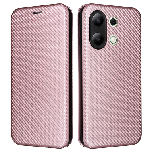 Xiaomi Redmi Note 13 4G Handyhülle – Ledertasche mit Karbonfaser-Textur, magnetisch, stoßdämpfend