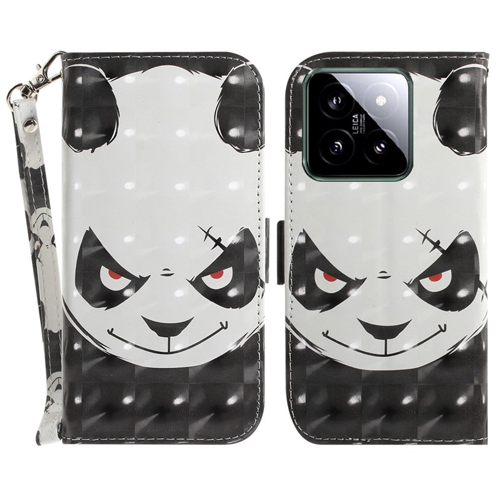 For Xiaomi 14 Case 3D Pattern Leather Anti-scratch Phone Wallet Cover