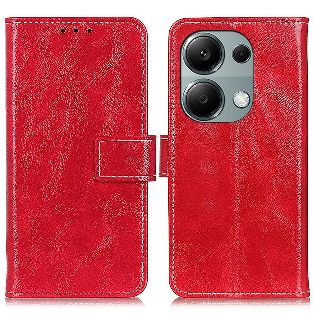 For Xiaomi Redmi Note 13 4G Case Retro PU Leather Wallet Stand Drop Resistant Phone Cover