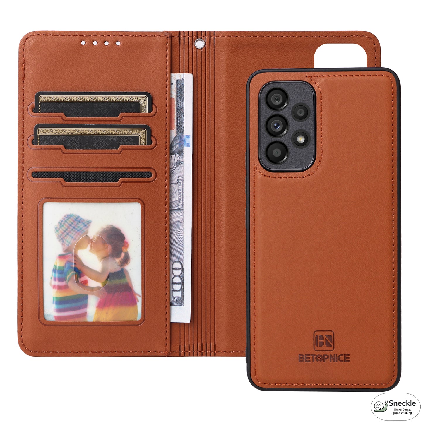 Galaxy A73 5G Leder-Wallet-Hülle – Magnetisch