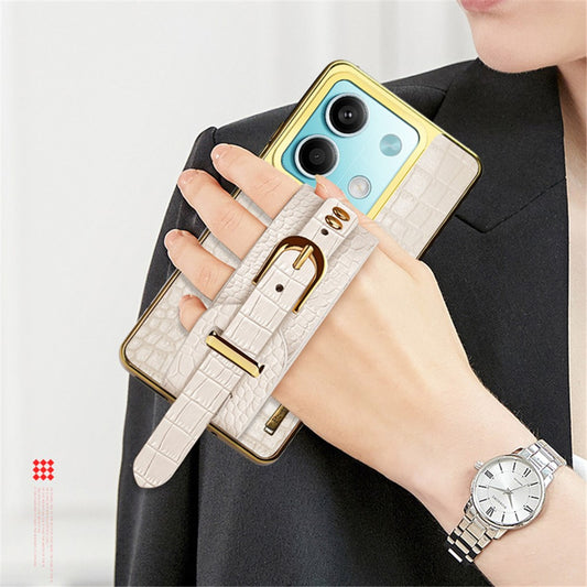 Xiaomi Redmi Note 13 5G Handyhülle – Handy- mit Armband-Design, galvanisierte Krokodil-Textur