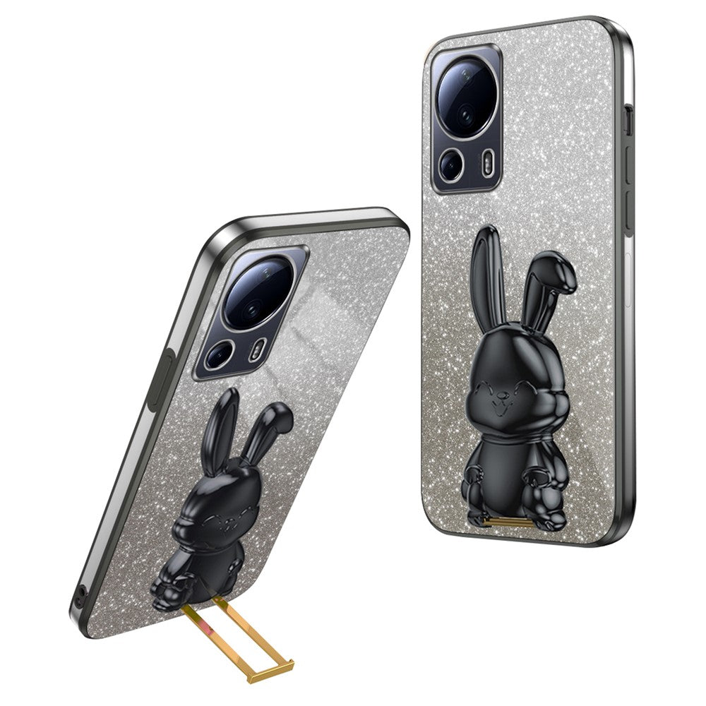 For Xiaomi 13 Lite / Civi 2 5G Case Glitter Rabbit Pull-out Kickstand Phone Cover