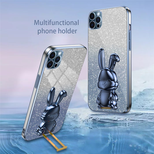 iPhone 12 Pro Max Stoßfeste Kaninchen-Hülle mit Ständer