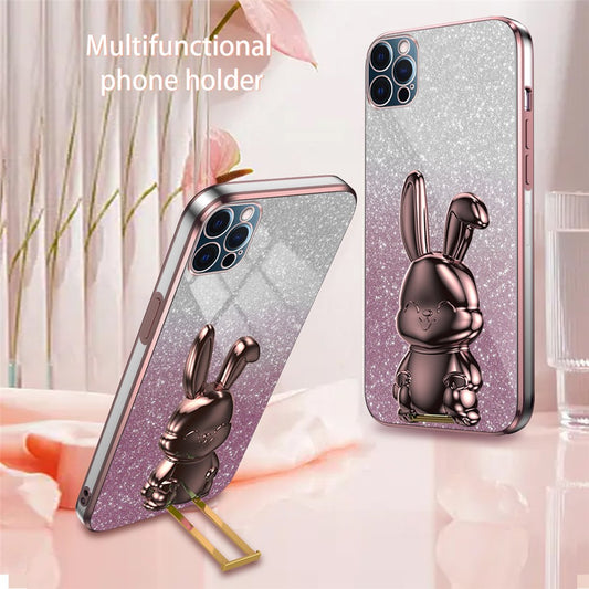 iPhone 12 Pro Stoßfeste Kaninchen-Hülle mit Ständer