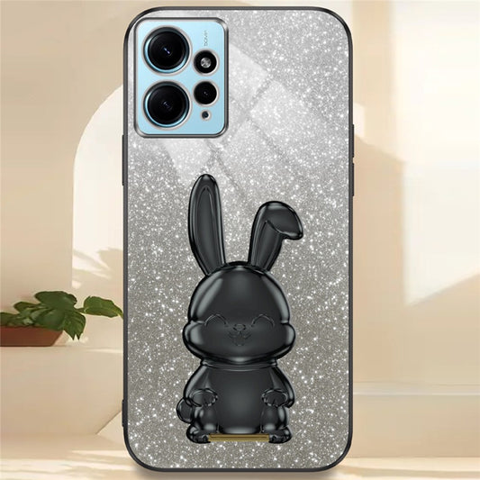 Xiaomi Redmi Note 12 4G Handyhülle – mit niedlichem Kaninchenmotiv, stoßfest, mit ausziehbarem Ständer