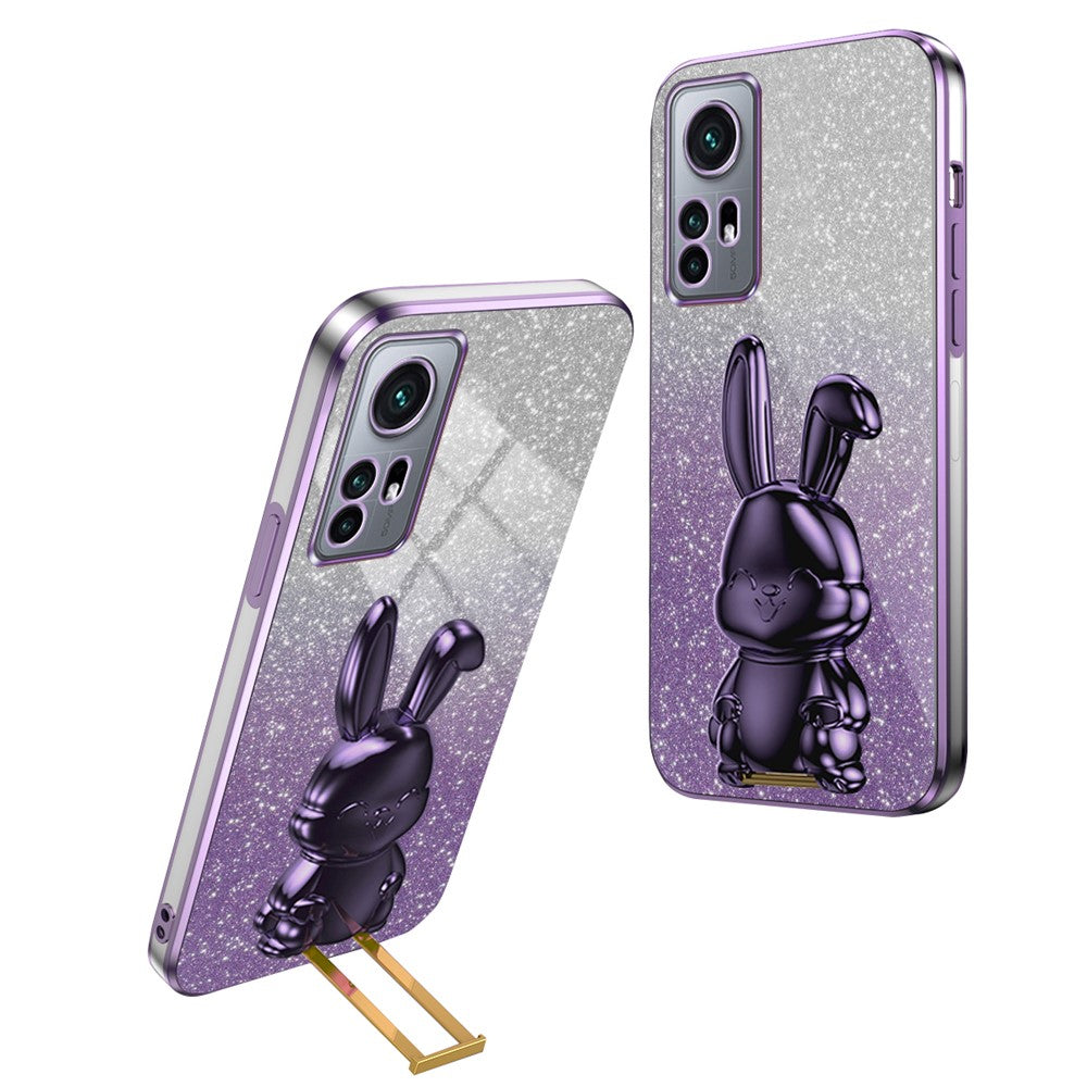 For Xiaomi 12 5G / 12X 5G / 12S 5G PC+TPU Back Shell Lovely Rabbit Cell Phone Kickstand Case