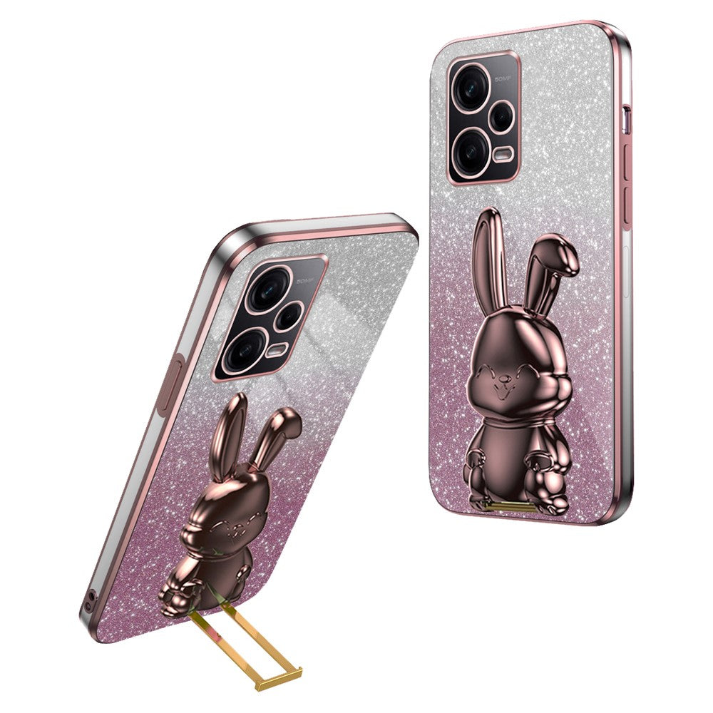 For Xiaomi Redmi Note 12 Pro 5G PC+TPU Electroplating Cellphone Case Support Kickstand Cover