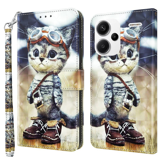 Xiaomi Redmi Note 13 Pro+ 5G Handyhülle – Ledertasche mit 3D-Musterdruck und Handschlaufe