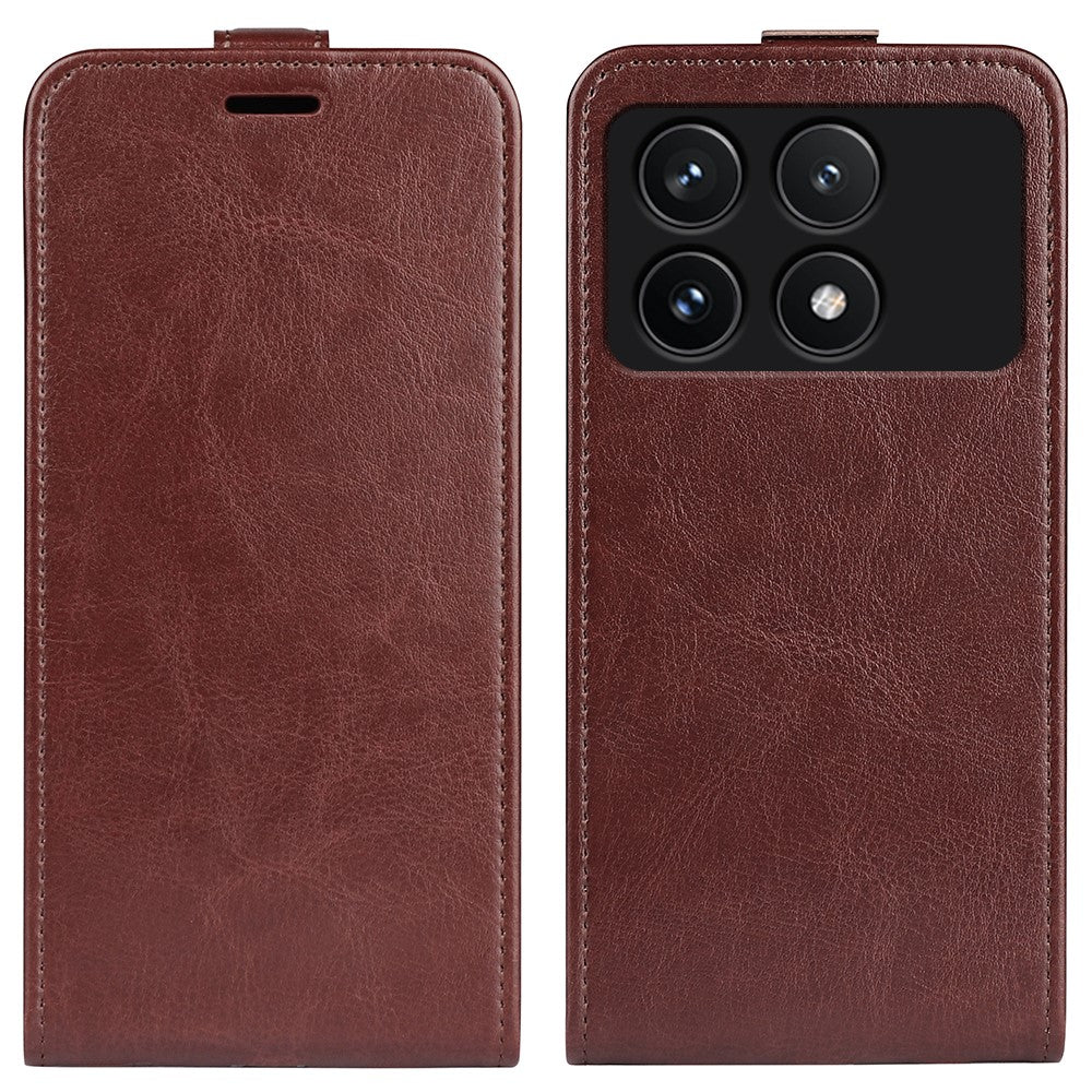 For Xiaomi Poco F6 Pro 5G / Redmi K70 5G / K70 Pro 5G Leather Cover Vertical Flip Crazy Horse Texture Phone Case