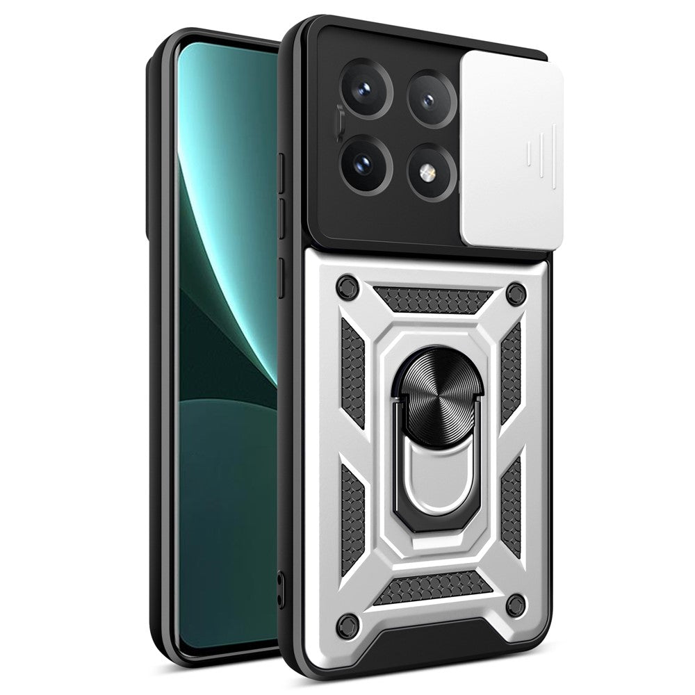 For Xiaomi Poco X6 Pro 5G / Redmi K70E 5G Case PC+TPU Anti-drop Phone Cover with Slide Lens Window