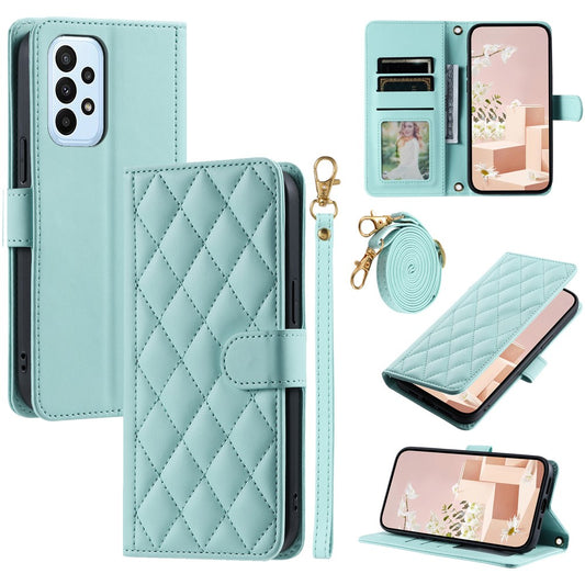 Galaxy A52 4G/5G / A52s 5G Wallet-Hülle – Rautenmuster mit Geldbörsenfunktion & Riemen