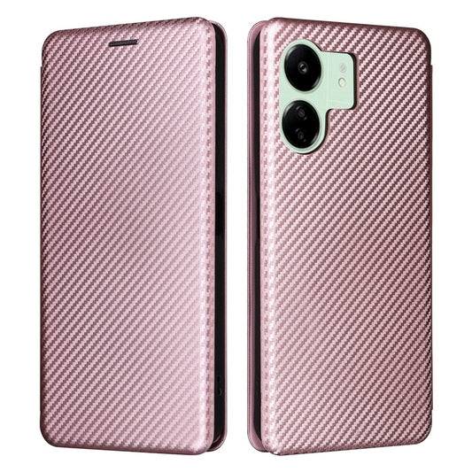 For Xiaomi Redmi 13C 5G / 13R 5G / Poco M6 5G Case PU Leather Carbon Fiber Texture Phone Cover