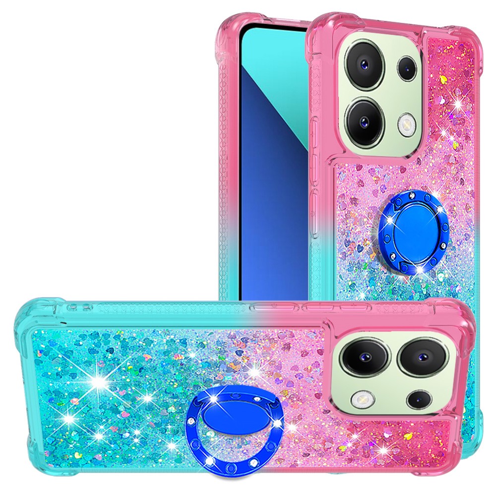 For Xiaomi Redmi Note 13 4G TPU Case with Kickstand Gradiant Quicksand Shockproof Cover