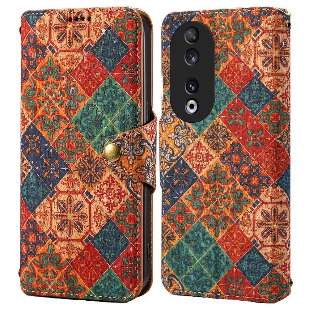 For Honor 90 Case Floral Pattern Leather Phone Cover with Wallet Stand