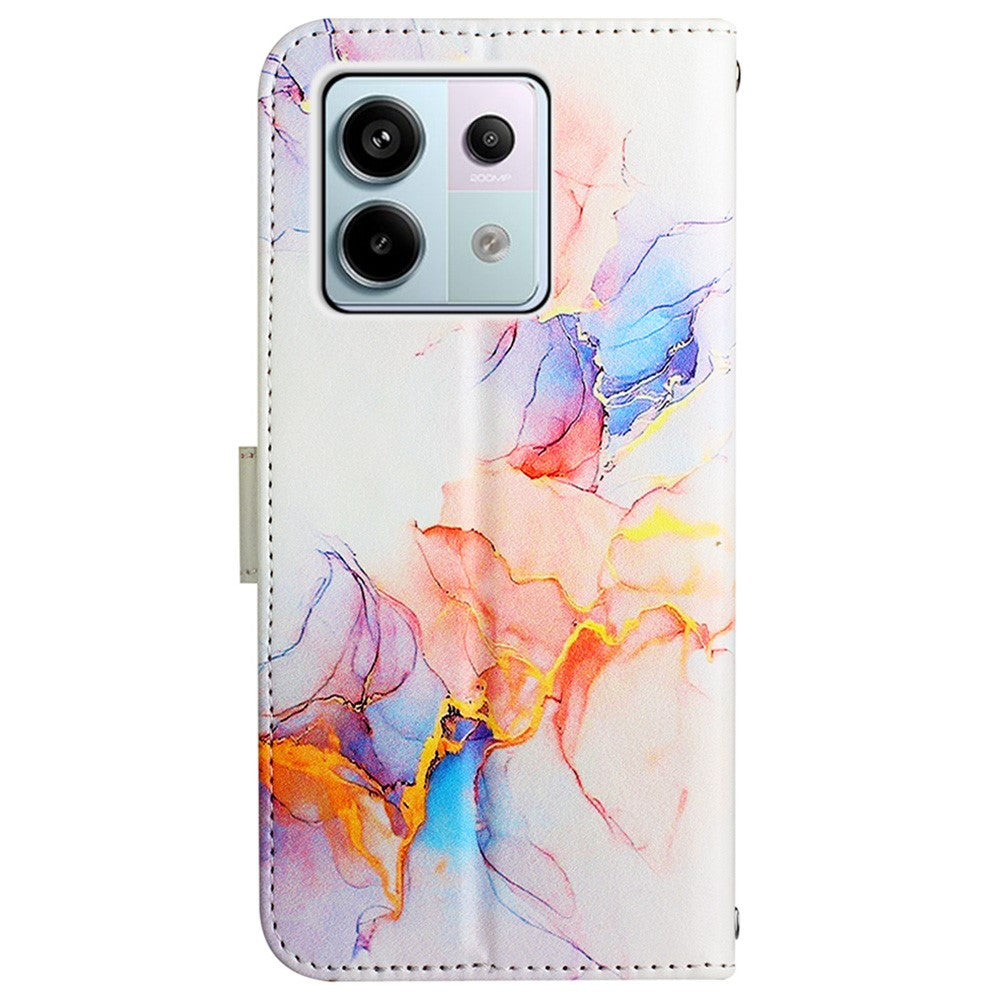 For Xiaomi Redmi Note 13 Pro 5G / Poco X6 5G Leather Case with Shoulder Strap Marble Pattern Phone Stand Cover