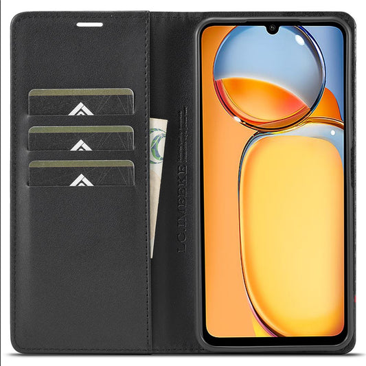 LC.IMEEKE For Xiaomi Redmi 13C 4G / 5G / 13R 5G / Poco M6 5G / Poco C65 4G Wallet Case PU Leather Carbon Fiber Texture Phone Cover