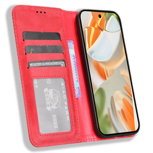 Pixel 9 Pro / 9 Lederhülle – Mit Brieftaschenfunktion, Ständer & Retro-Textur