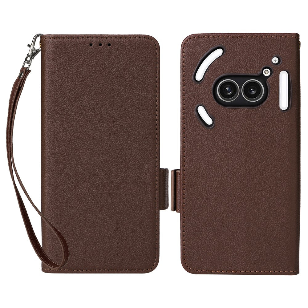 Nothing Phone (2a) Plus / Phone (2a) Wallet-Handyhülle – Aus PU-Leder & Litschi-Textur, mit Ständer & Tragegurt
