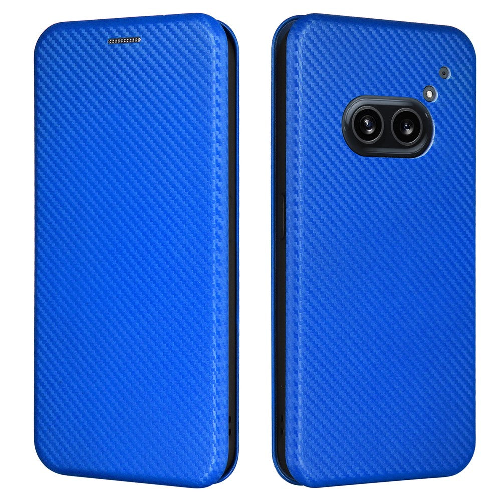 Nothing Phone (2a) Plus / Phone (2a) Wallet-Handyhülle – Mit Carbonfaser-Textur, Kartenhalter, Lederständer