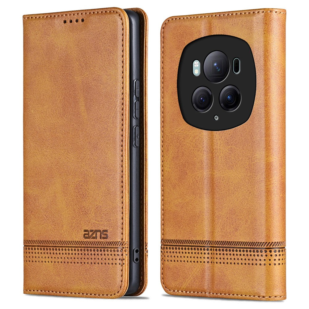 Honor Magic6 Pro 5G Wallet-Handyhülle – Magnetisch, mit Ständerfunktion, aus Rindsleder