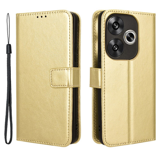 For Xiaomi Redmi Turbo 3 5G / Poco F6 5G Case with Wrist Strap Crazy Horse Texture Magnetic Clasp Phone Cover