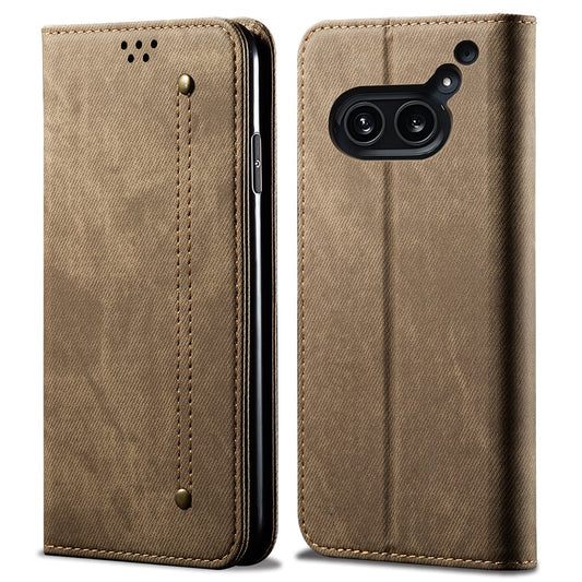 Nothing Phone (2a) Plus / Phone (2a) Handyhülle – Mit Jeansstoff-Textur, PU-Leder, Standfunktion, magnetischer Automatikverschluss, Rundumschutz, mit Brieftasche