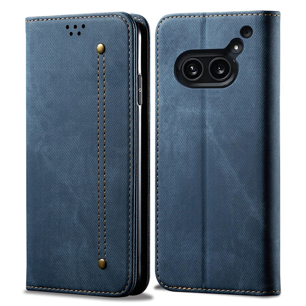 Nothing Phone (2a) Plus / Phone (2a) Handyhülle – Mit Jeansstoff-Textur, PU-Leder, Standfunktion, magnetischer Automatikverschluss, Rundumschutz, mit Brieftasche