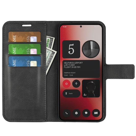 Nothing Phone (2a) Plus / Phone (2a) Handyhülle – Aus PU-Leder & TPU, mit Kalbslederstruktur, Brieftaschen- & Ständerfunktion