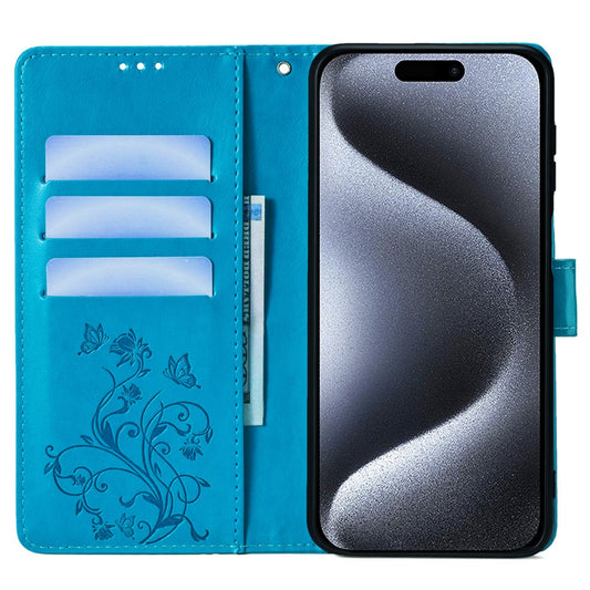 iPhone 15 Pro Max Schutzhülle – Mit Blumens- & Schmetterlingsmuster & Riemen