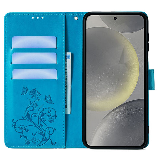 Galaxy S24 Schutzhülle – Mit Blumens- & Schmetterlingsmuster & Riemen