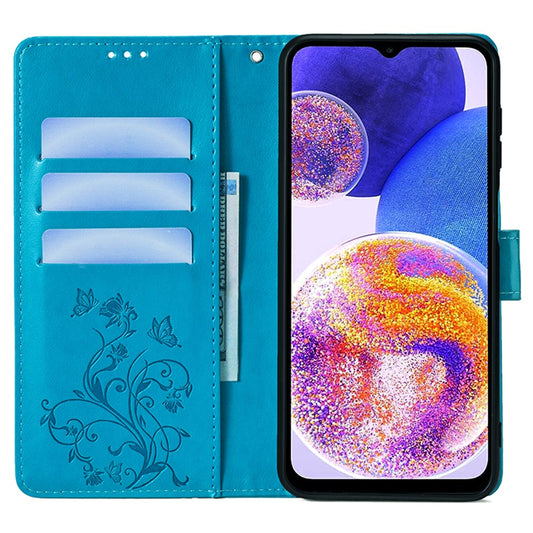 Galaxy A23 4G/5G Schutzhülle – Mit Blumens- & Schmetterlingsmuster & Riemen
