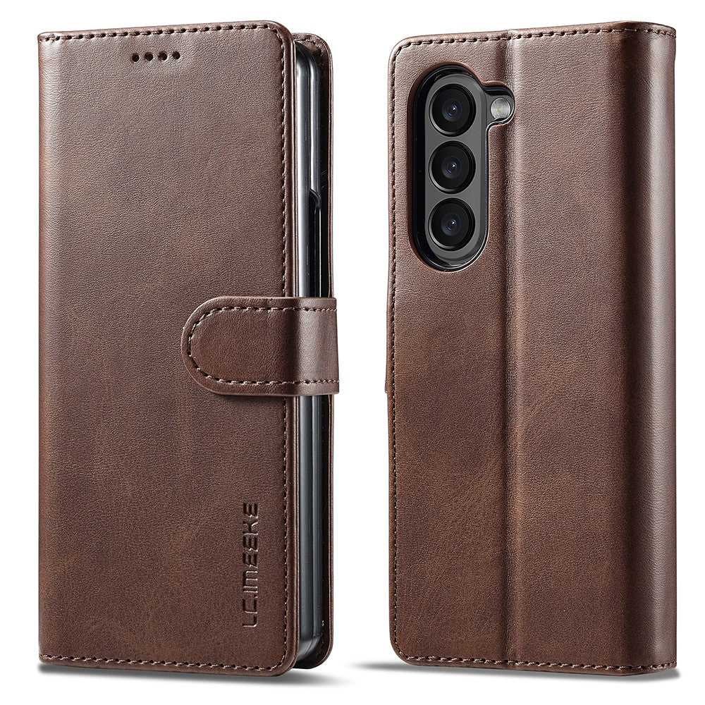 LC.IMEEKE For Samsung Galaxy Z Fold6 5G Case Calf Texture Magnetic Clasp Stand Phone Cover