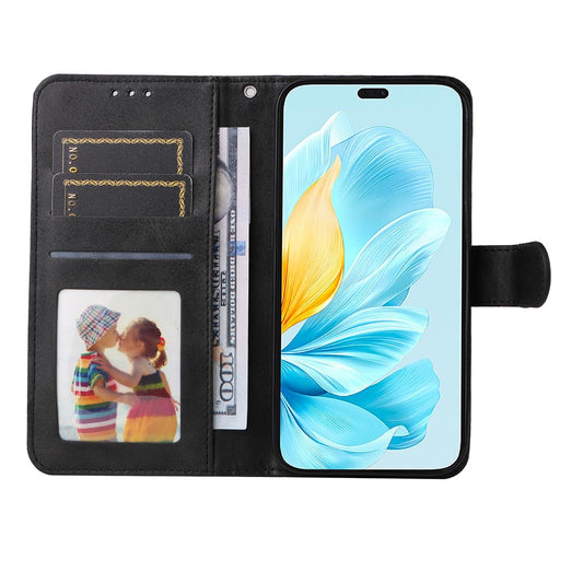 Honor 200 Lite Handyhülle – Kalbsleder mit Textur, Brieftasche, Kartenfächer, magnetische Schnalle
